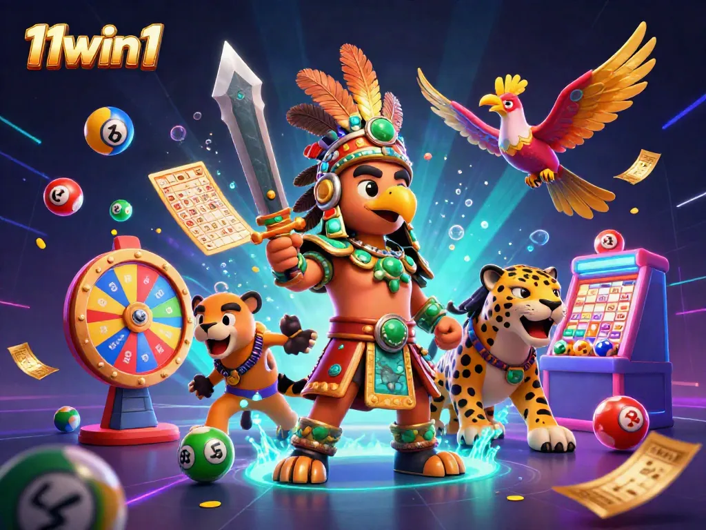 Experience thrilling adventures at 11win1 with vibrant gambling elements and engaging characters.