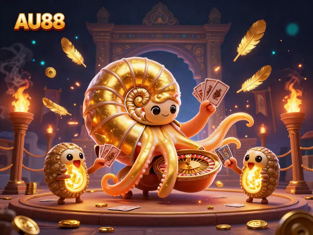 Engage with the dynamic AU88 gambling experience featuring the giant nautilus roulette wheel and glowing ammonite companions.