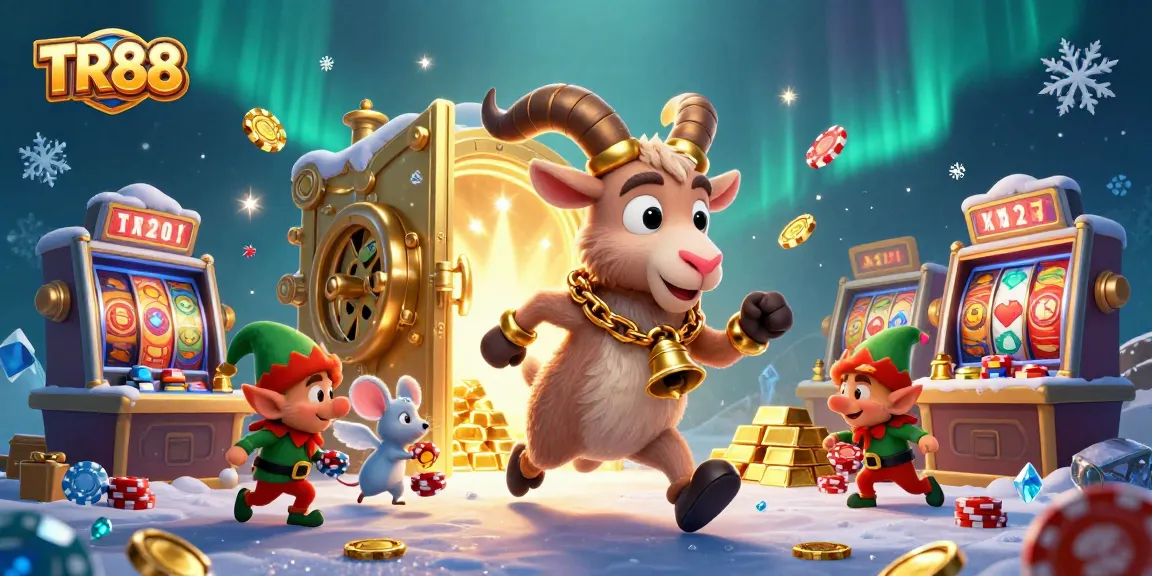 TR88 holiday-themed casino fantasy with festive Krampus goat and elf gremlins stealing chips.
