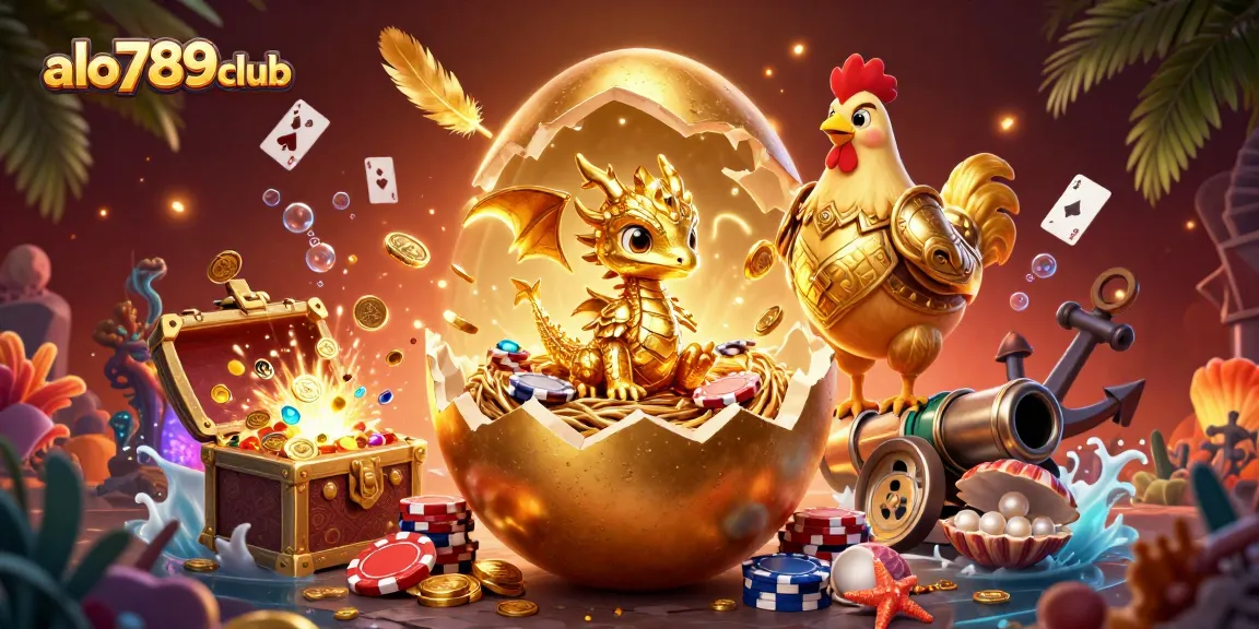 Experience thrilling online gaming action with alo789club's golden dragon and poker chips in an epic 3D casino scene.