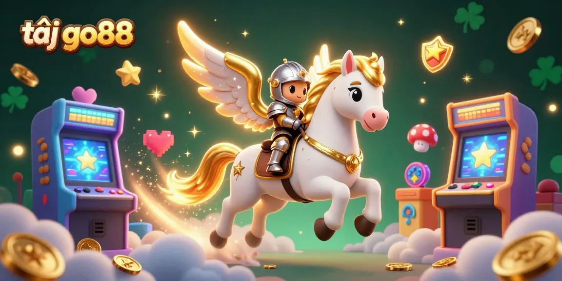 Experience the excitement of tải go88 with a cosmic themed arcade featuring a celestial horse and vibrant game elements.