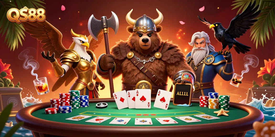 Experience thrilling poker action at QS88 while immersed in an epic Viking scene