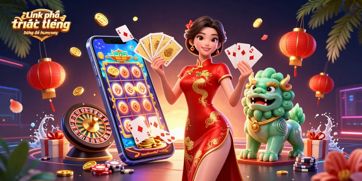 Experience live sports action with Link phát trực tiếp bóng đá hôm nay in vibrant 3D casino illustration.