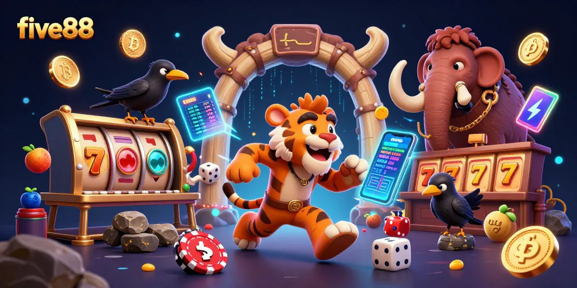 Experience thrilling gameplay with five88's vibrant prehistoric casino featuring dynamic slot elements.