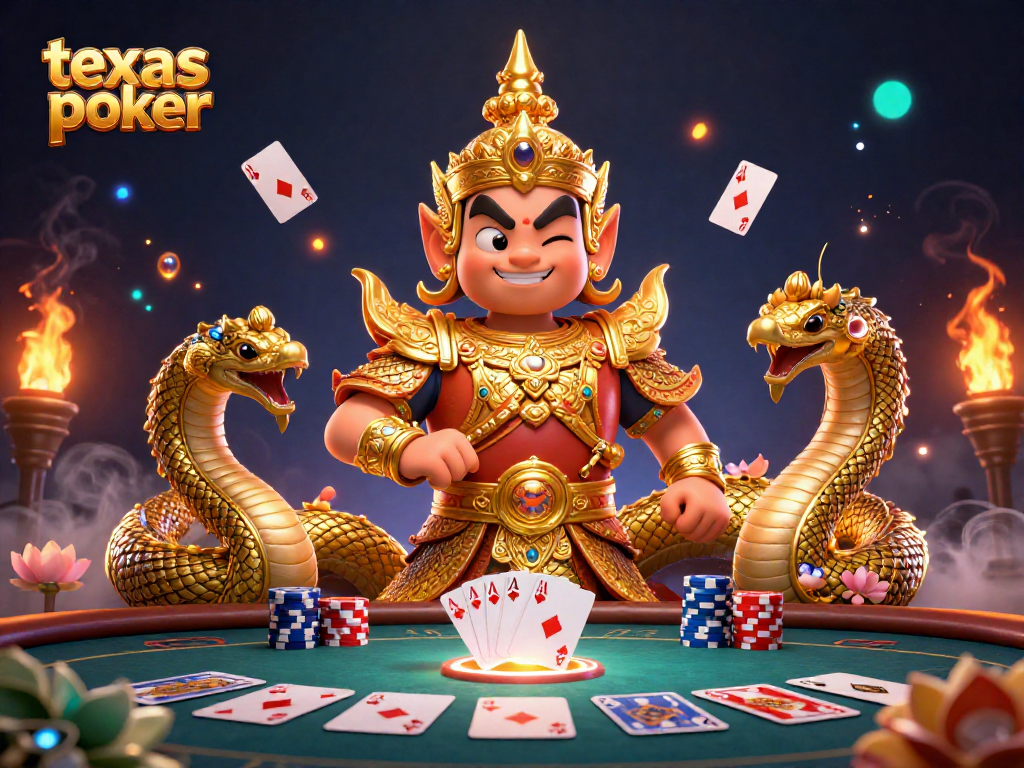 Engage in texas poker with stunning characters and vibrant casino elements in this colorful scene.