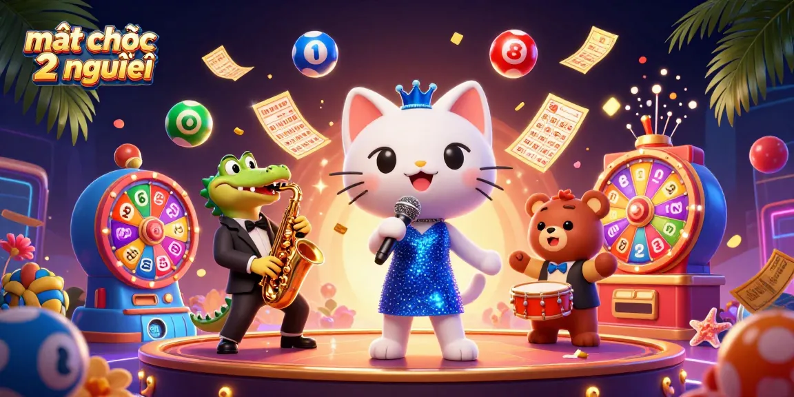 Engage in mạt chược 2 người with vibrant characters and festive lottery elements in this dynamic casino scene.