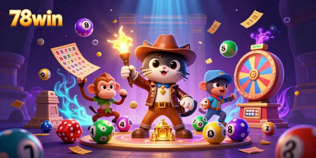 Engage with 78win's thrilling casino adventures and striking visuals in this dynamic 3D illustration.