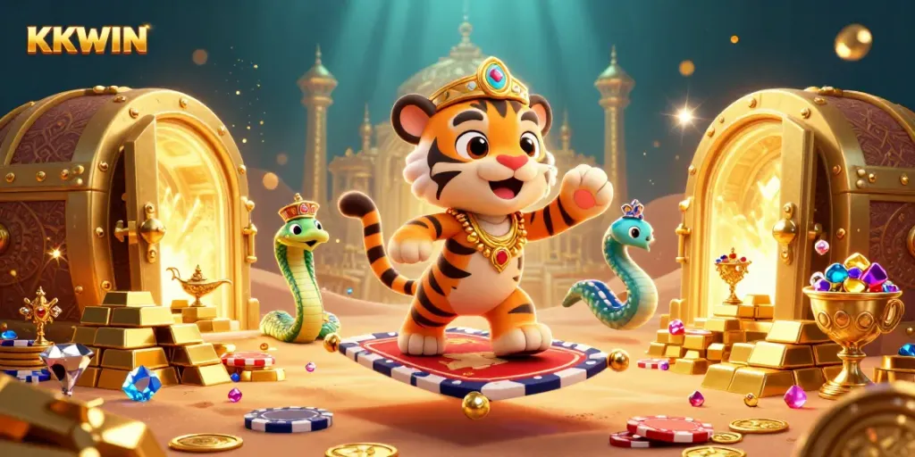 Engage with the exciting world of KKWIN as a 3D sultan on a flying carpet overflows with riches.