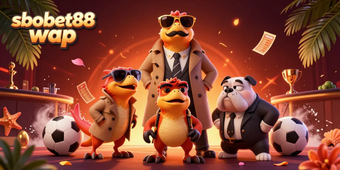 Bet on your favorite sports with sbobet88 wap in this vibrant casino scene featuring cartoon raptors.
