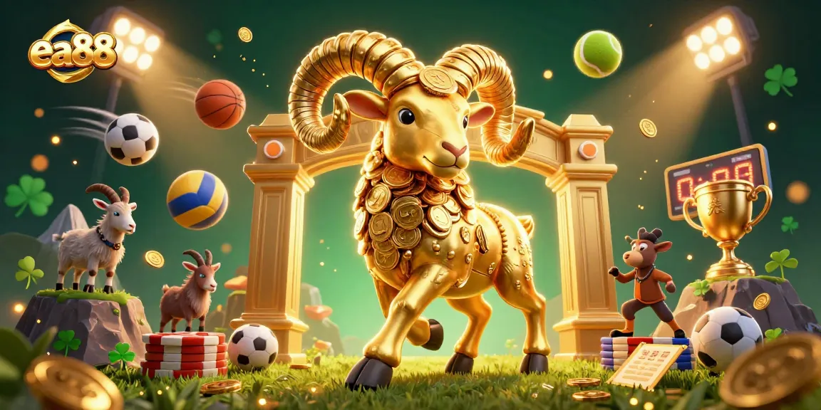 ea88 players enjoying dynamic sports betting action with golden ram and festive elements