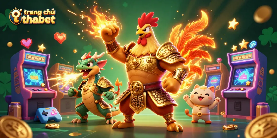Engage with the exciting world of trang chủ thabet as the fighting rooster warrior and dragon hatchling illuminate the gaming scene.