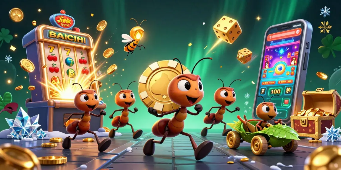 Play and win with link free credit in this vibrant 3D casino heist scene.