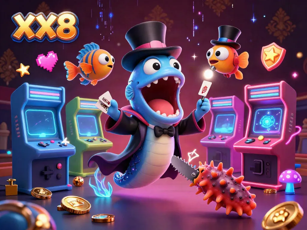 Experience the vibrant magic of XX8 with deep-sea characters performing thrilling gambling tricks.