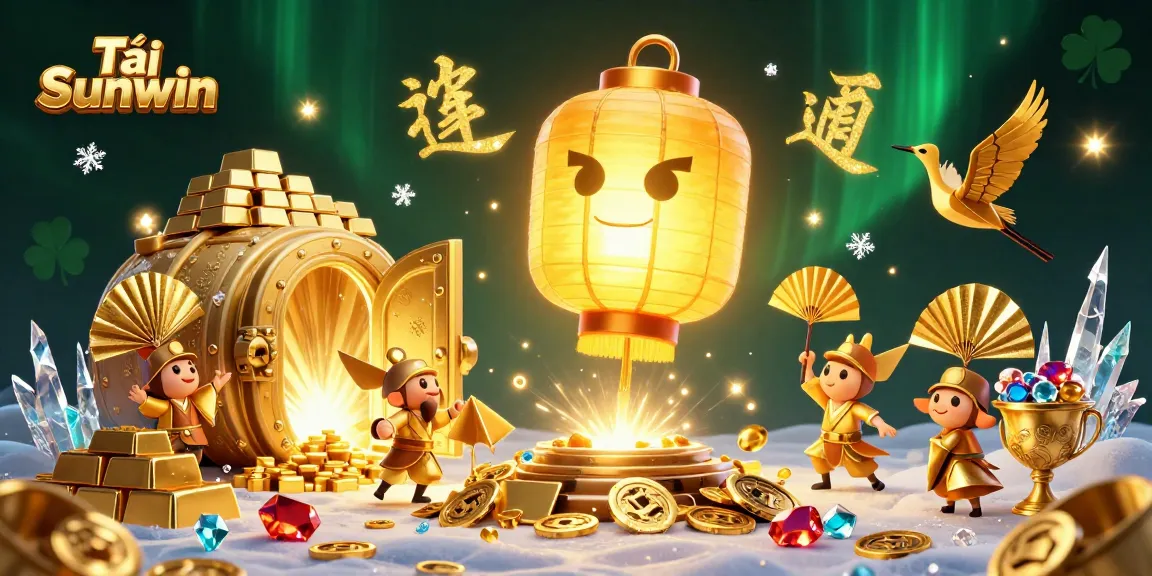 Tải Sunwin enhances your gaming experience with a vibrant casino scene featuring golden lanterns and treasures.
