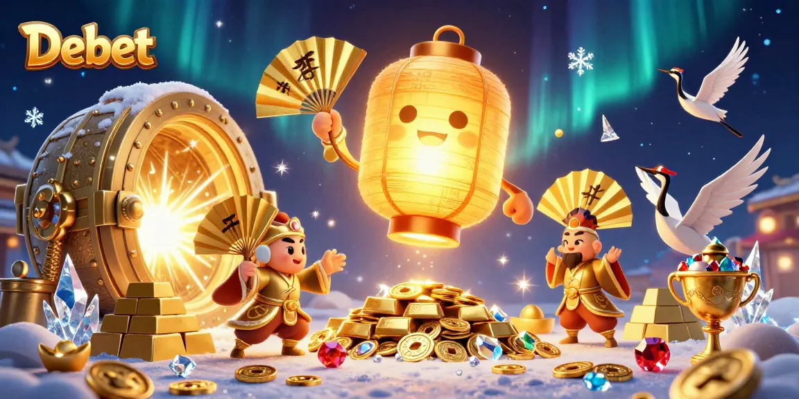 Experience the magic of Debet as golden lantern spirits and treasures light up the casino scene.