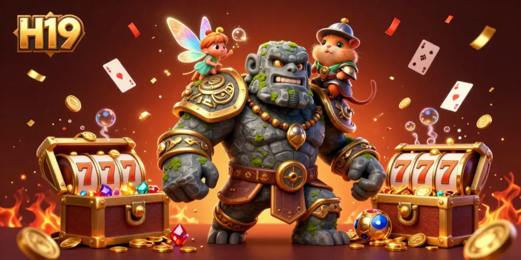Spin the reels for H19 with an adventurous golem guardian, a magical fairy, and a brave hamster knight.