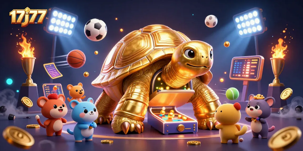 Experience thrilling gameplay at 17j77 through a vibrant 3D casino illustration.