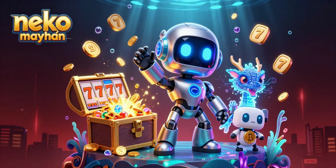 Spin to win with neko may mắn in a vibrant, 3D casino scene filled with gold and jackpots.