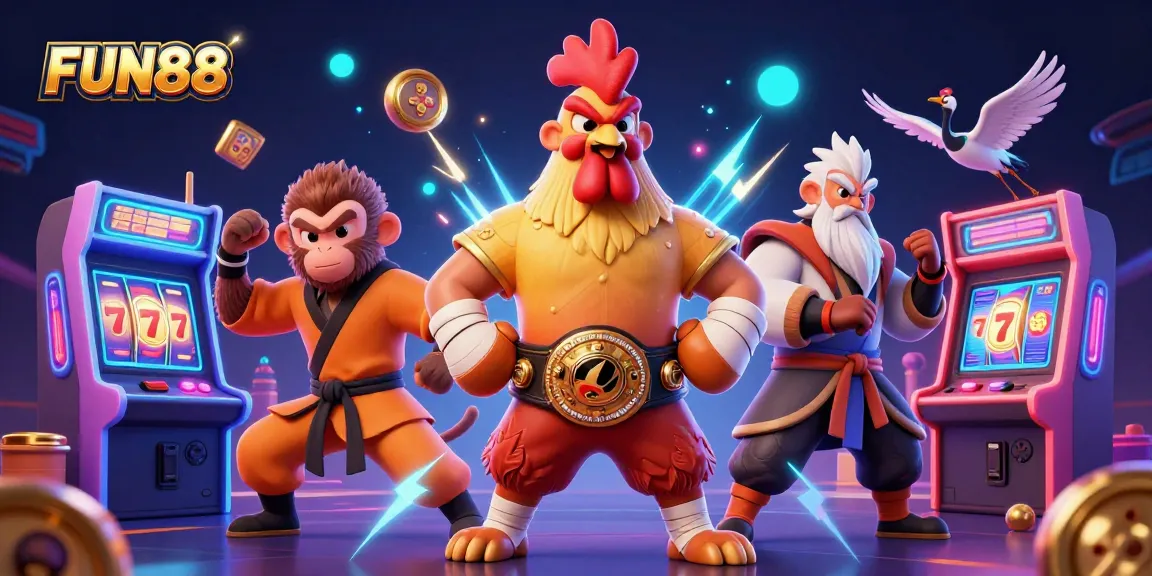 Engage in the exciting world of FUN88 with dynamic characters and vibrant casino elements!