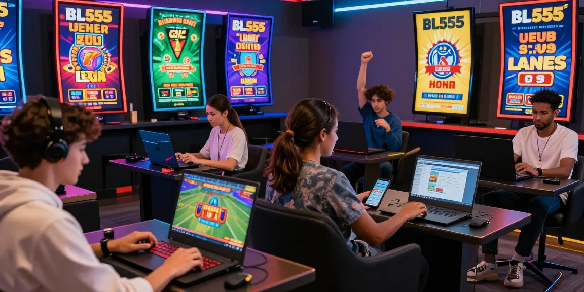 Engaged players experiencing the thrill of online betting with BL555 in a vibrant gaming lounge.