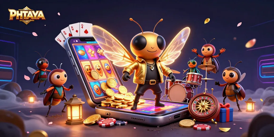 PHTAYA celebrates with a dynamic 3D cartoon scene of a cicada rock star at the casino