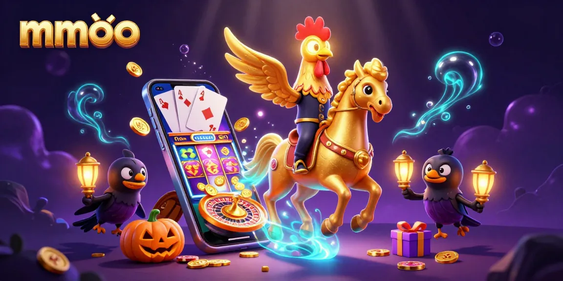 Engage with mmoo's vibrant casino experience featuring golden rooster and fun gaming elements.