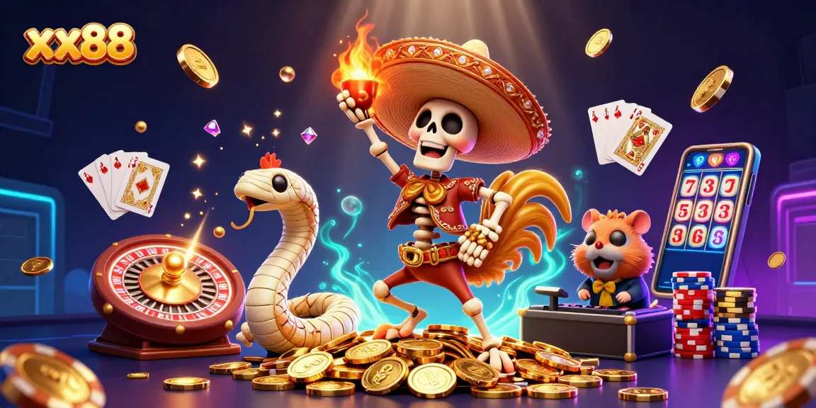 Engage with the xx88 casino scene featuring vibrant characters and dazzling game elements.