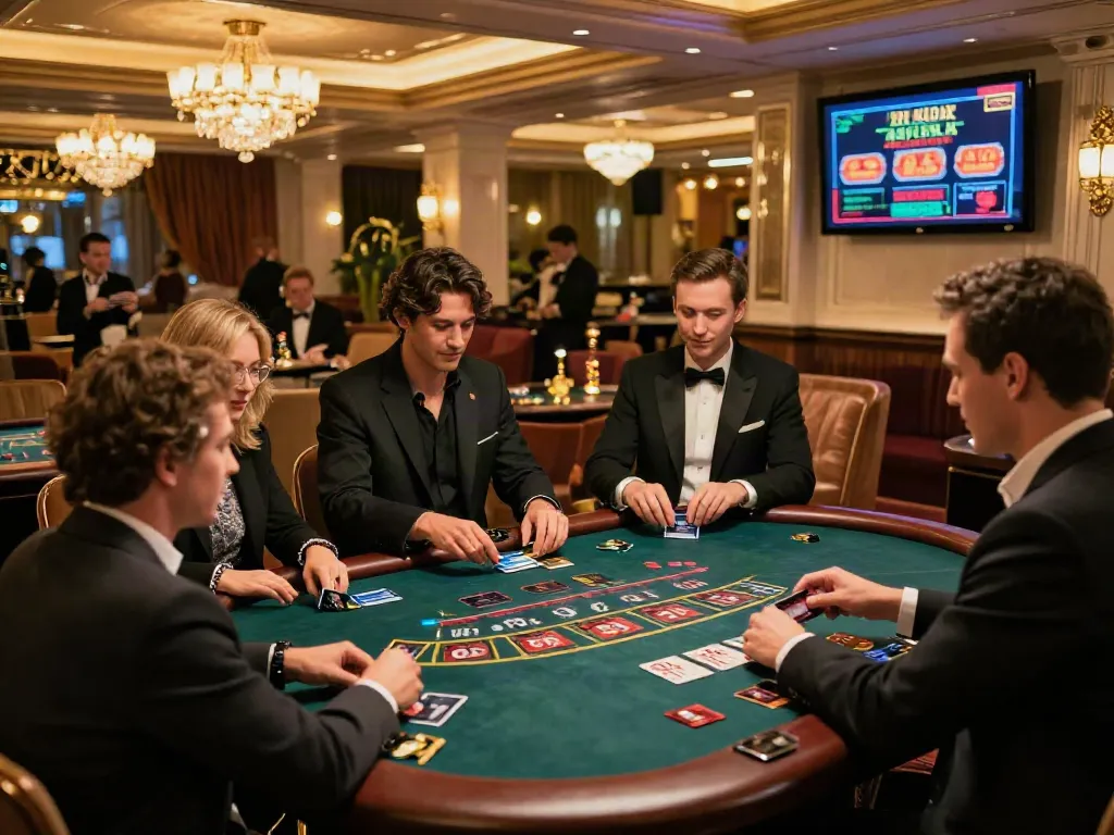 Engaged players enjoying card games at luxurious credit card casinos UK, highlighting modern gambling excitement.