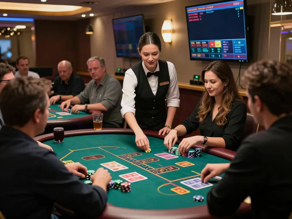 Engaged players at VIN88's live dealer casino, showcasing an exciting online gambling atmosphere.