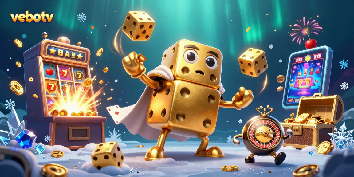 Engage with vebotv's dynamic online gambling offerings through an illustrated depiction of cartoon characters interacting with casino elements.