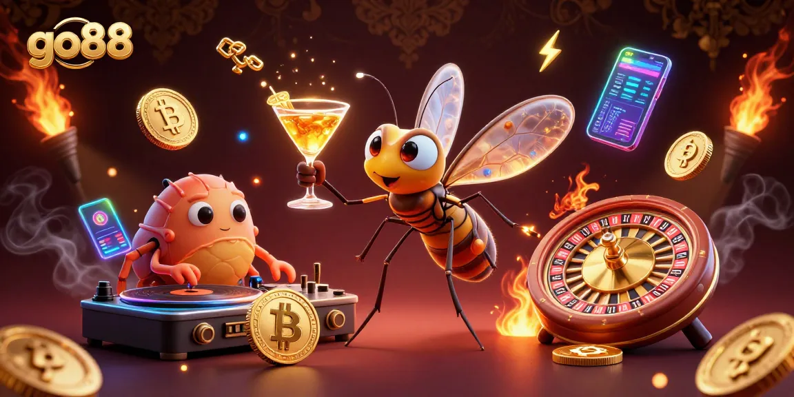 Engage with go88 for exhilarating casino adventures featuring a unique amber mosquito mascot.