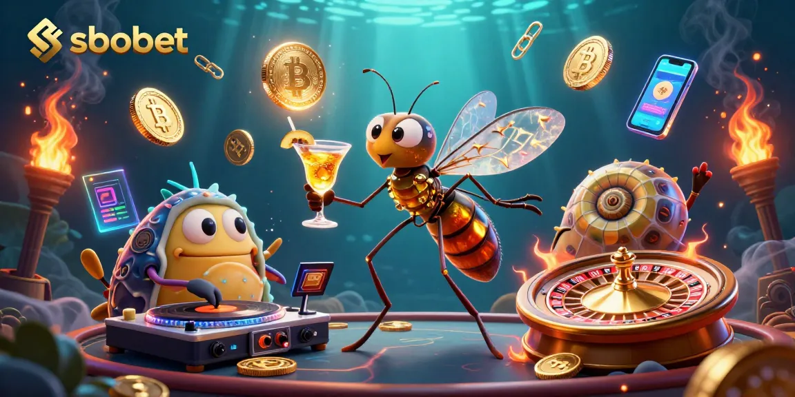 Win big with sbobet in this dynamic casino scene featuring exciting characters and games.