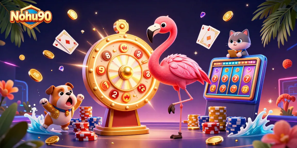 Nohu90 offers thrilling jackpot spins with vibrant casino characters and dynamic gameplay.