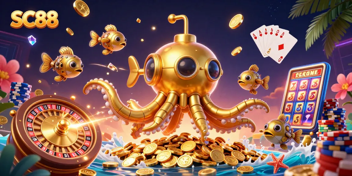 Experience thrilling winnings with SC88 in a vibrant casino scene filled with gold and excitement!