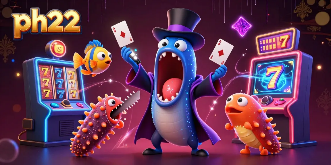 Engage with ph22 casino's vibrant 3D scene featuring slots and dazzling sea creatures in action.