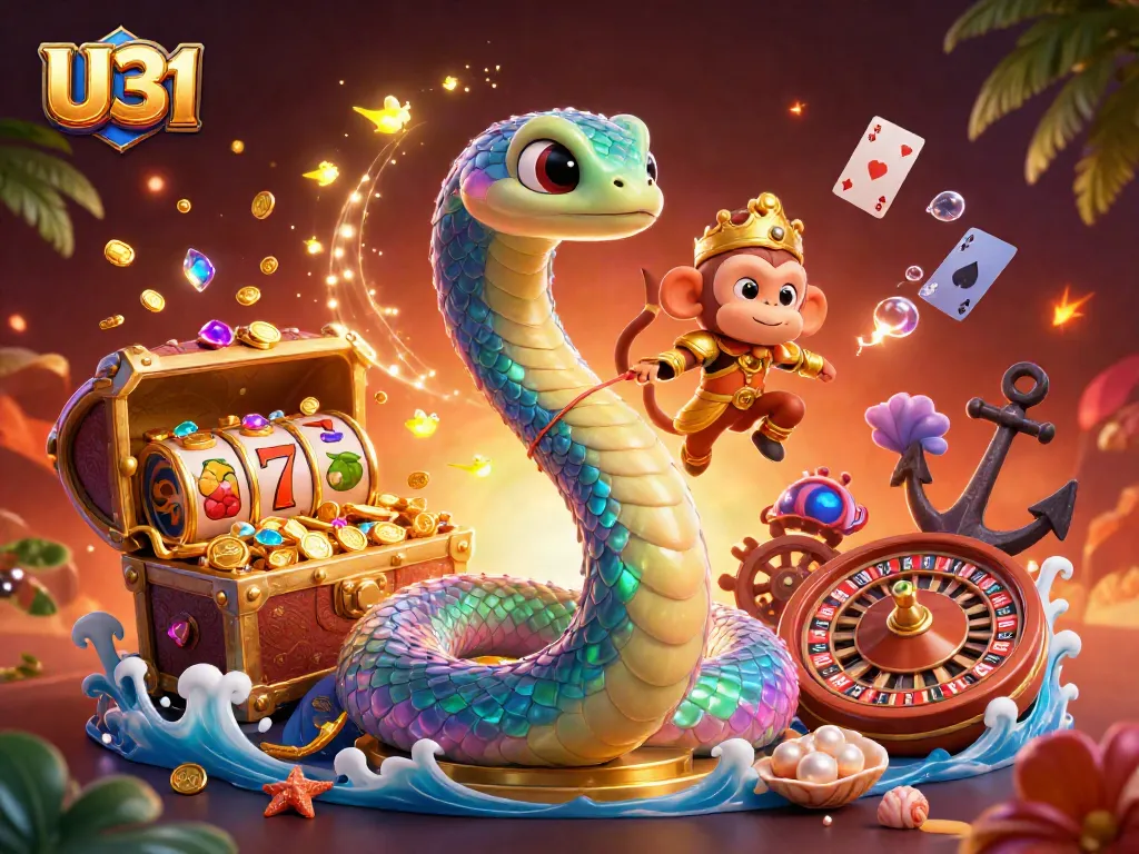 Experience the thrill of U31 with dazzling slots and gaming action in vibrant 3D art.