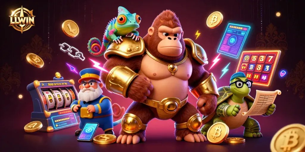 Engage in thrilling LLWIN casino gameplay with vibrant characters and dynamic betting action.