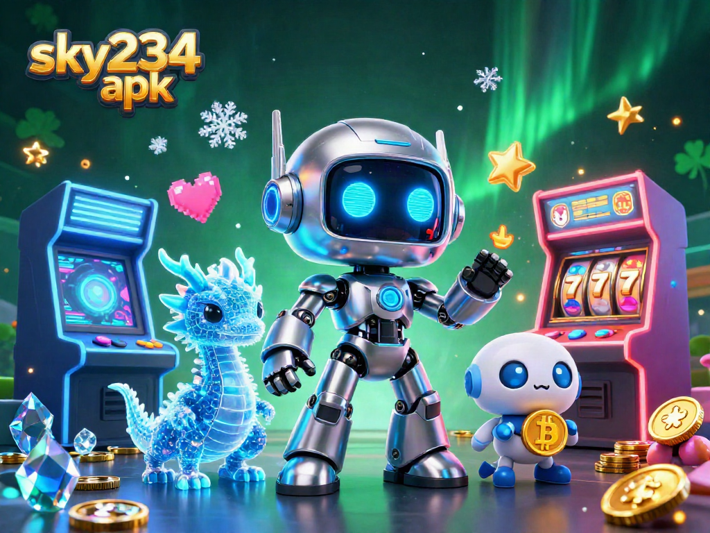 Engage with sky234 apk slots, featuring a lively scene with animated characters and vibrant casino elements.