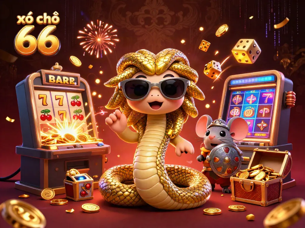Engage in thrilling lottery action at xổ số 66 with a vibrant illustration featuring dynamic characters and gaming elements.