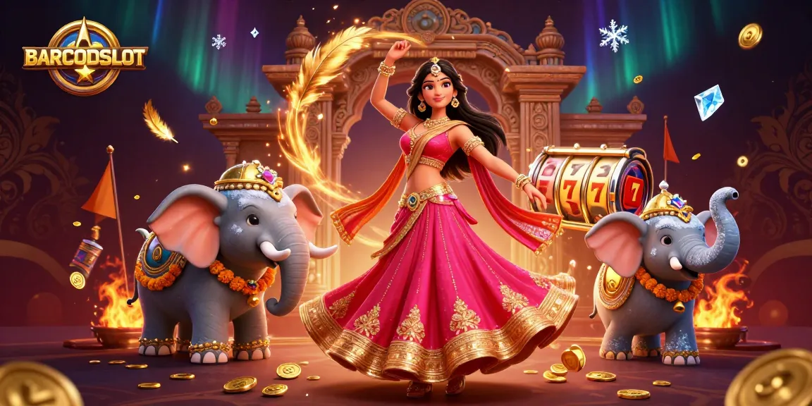 Engage with BARCODESLOT and spin the reels while discovering vibrant casino elements in this lively illustration.